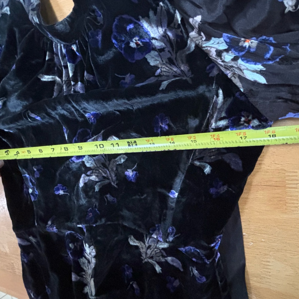Rebecca Taylor velvet silk blend whimsigoth floral bow collar cocktail dress 6 - Picture 6 of 9